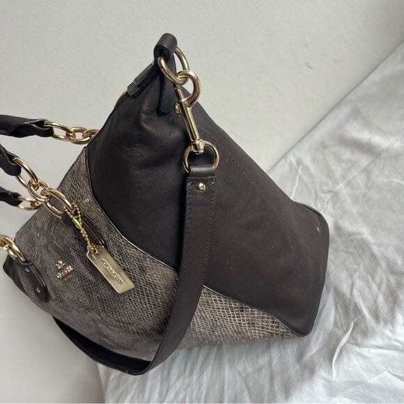 COACH Collette Python Graphite Madison Ashley Satchel Tote Handbag 33805 - Picture 3 of 11